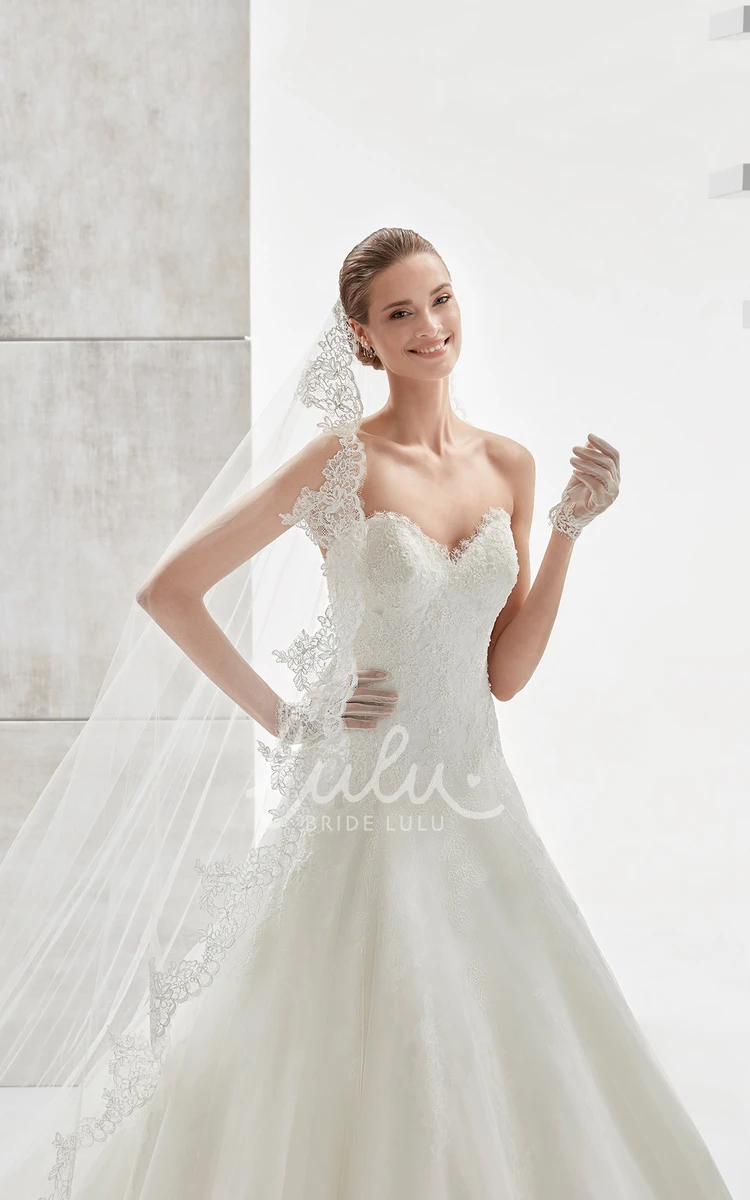 Brush Train Waist-drop Wedding Dress Sweetheart & Flowy