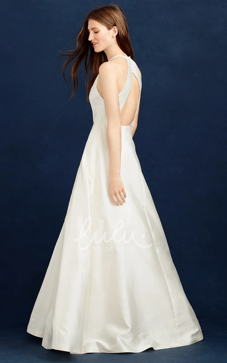 Satin Sleeveless A-Line Scoop-Neck Wedding Dress Classy & Modern