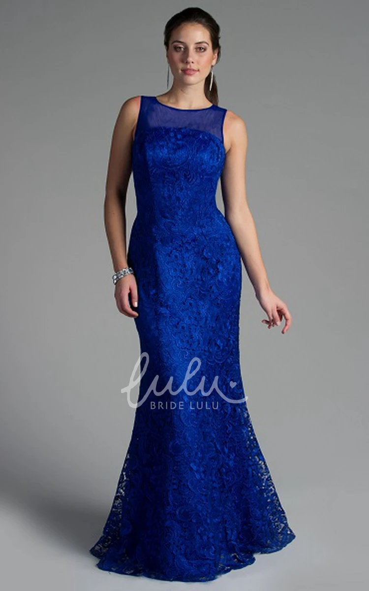 Sleeveless Lace Illusion Sheath Bridesmaid Dress Elegant Bridesmaid Dress