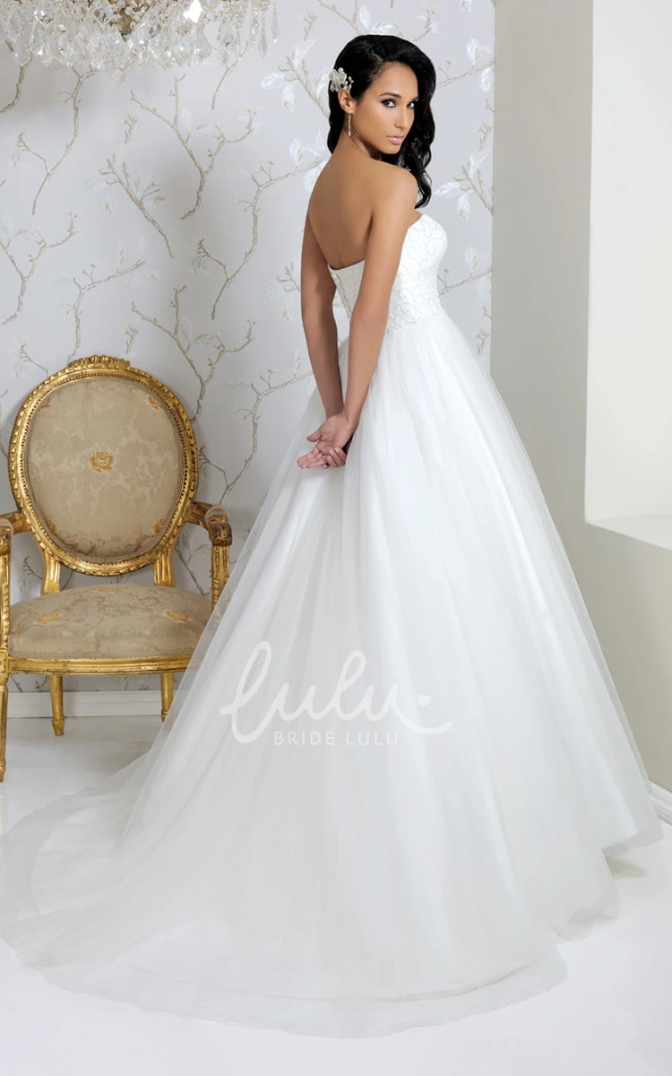 Maxi Beaded Tulle Sweetheart Wedding Dress with Court Train and Lace-Up