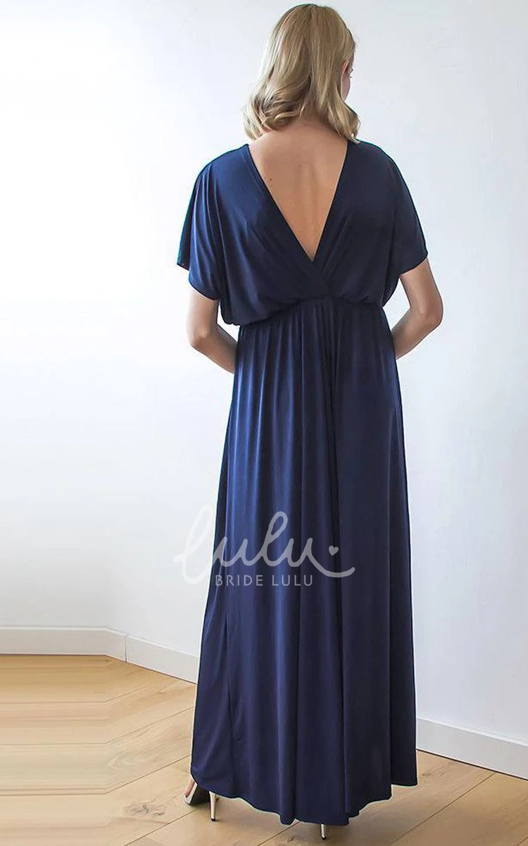 A-line V-neck Bridesmaid Dress with Draping and Sleeves