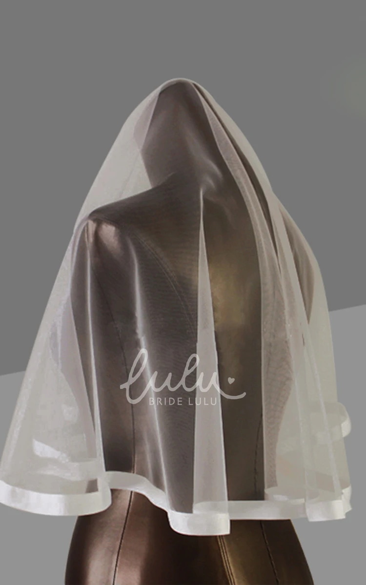 Fingertip Satin Edge Tulle Wedding Veil Short & Simple