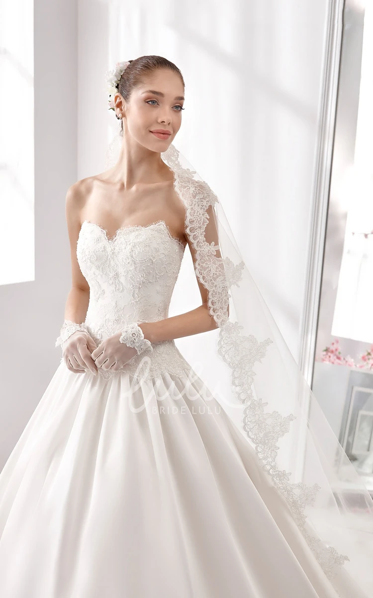 A-Line Wedding Dress with Lace Corset Strapless Appliqued