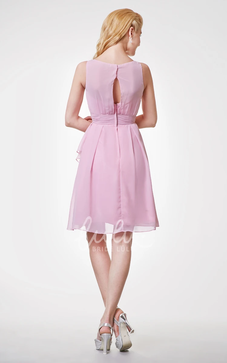 A-line Chiffon Sleeveless Bridesmaid Dress with Ruching Simple & Elegant