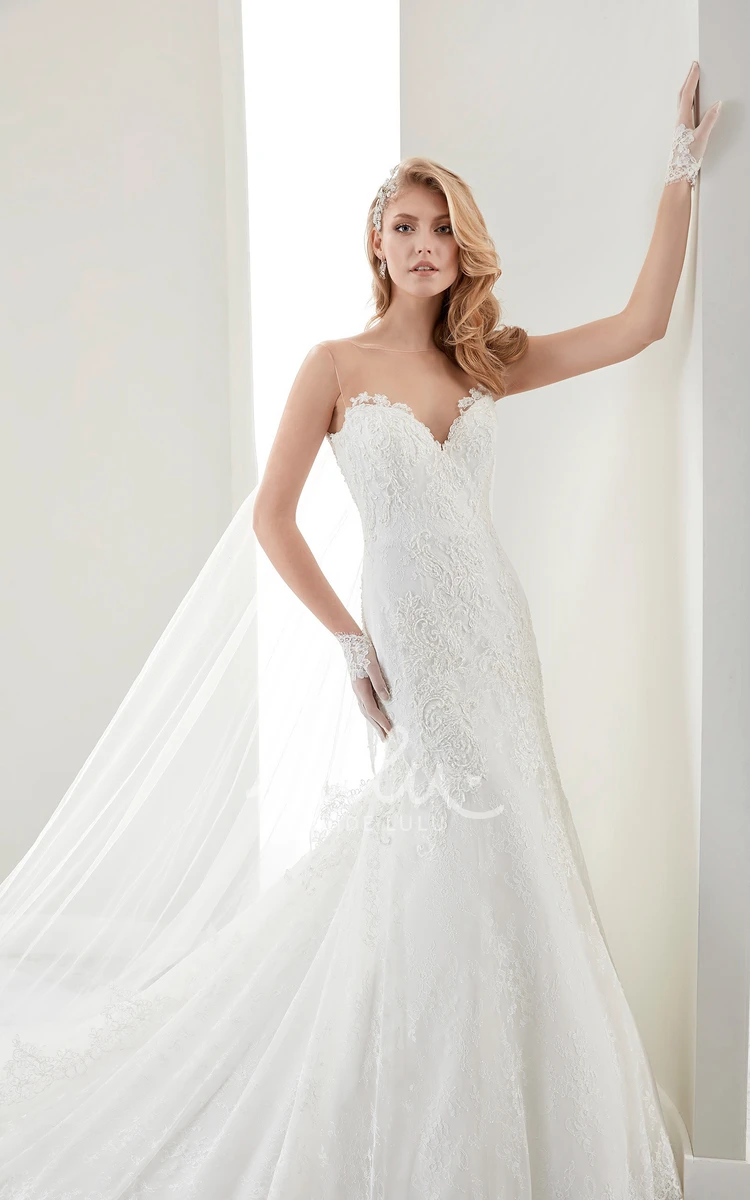 Sheath Lace Wedding Dress with Sweetheart Neckline and Spaghetti Straps