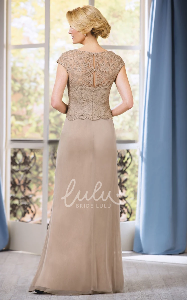 Lace Applique V-Neck Mother of the Bride Dress with Front Slit Elegant Formal Dress