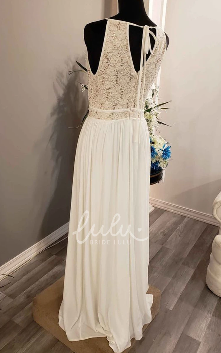 Elegant Chiffon A-Line Prom Dress with Bateau Neckline and Open Back Beach Formal Dress