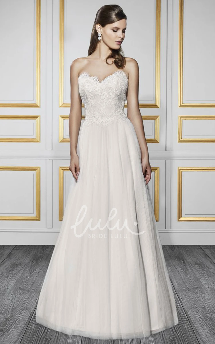 Sweetheart A-Line Wedding Dress with Tulle&Lace and Zipper