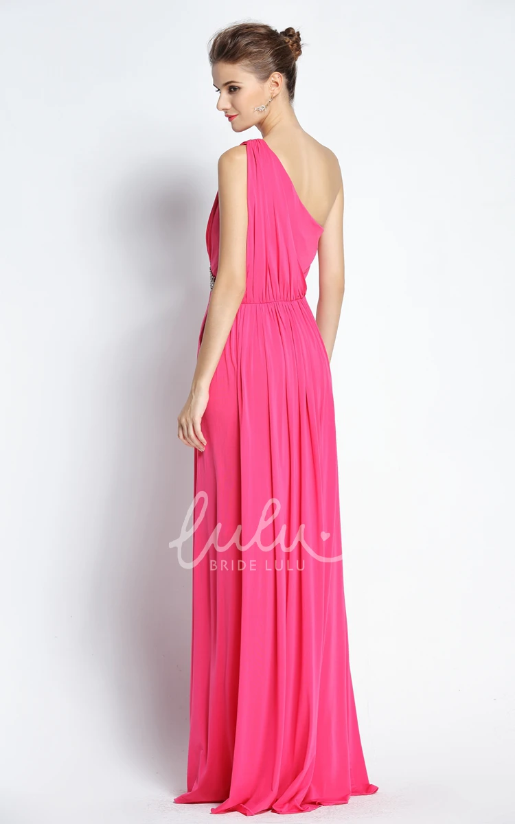 Beaded One-shoulder Sleeveless A-Line Prom Dress Elegant Floor-length Women's Dress