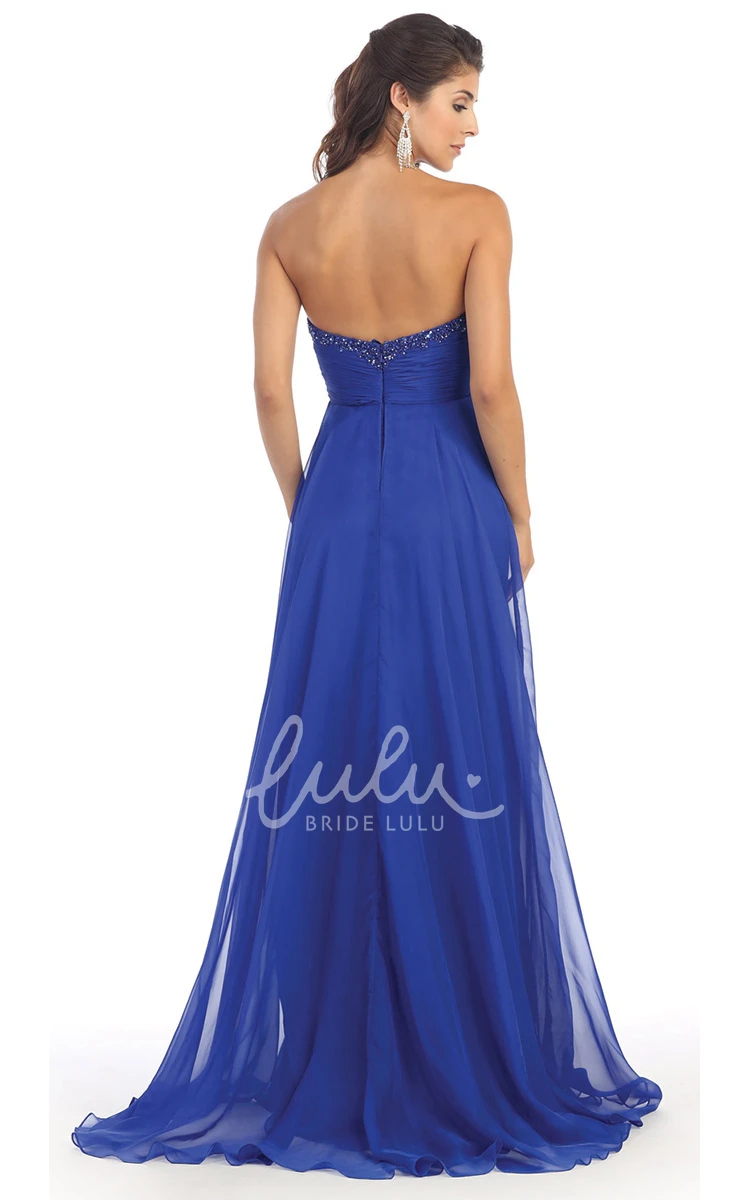 Chiffon Empire Sweetheart Bridesmaid Dress with Draping and Backless Design