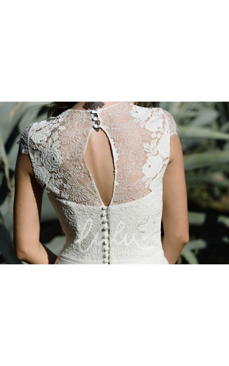 Lace Top Sweep Train Wedding Dress Inspired Bridal Gown