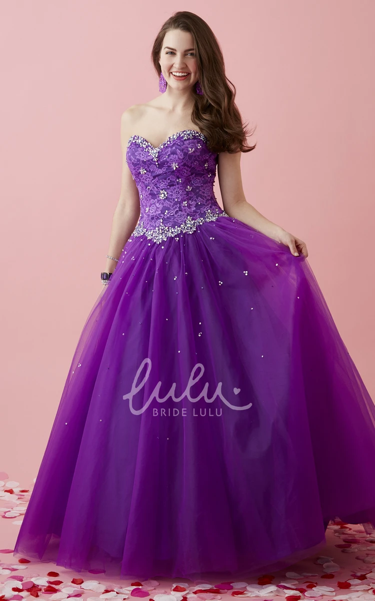 Lace-Up Ball Gown with Sweetheart Neckline and Beading Prom Dress