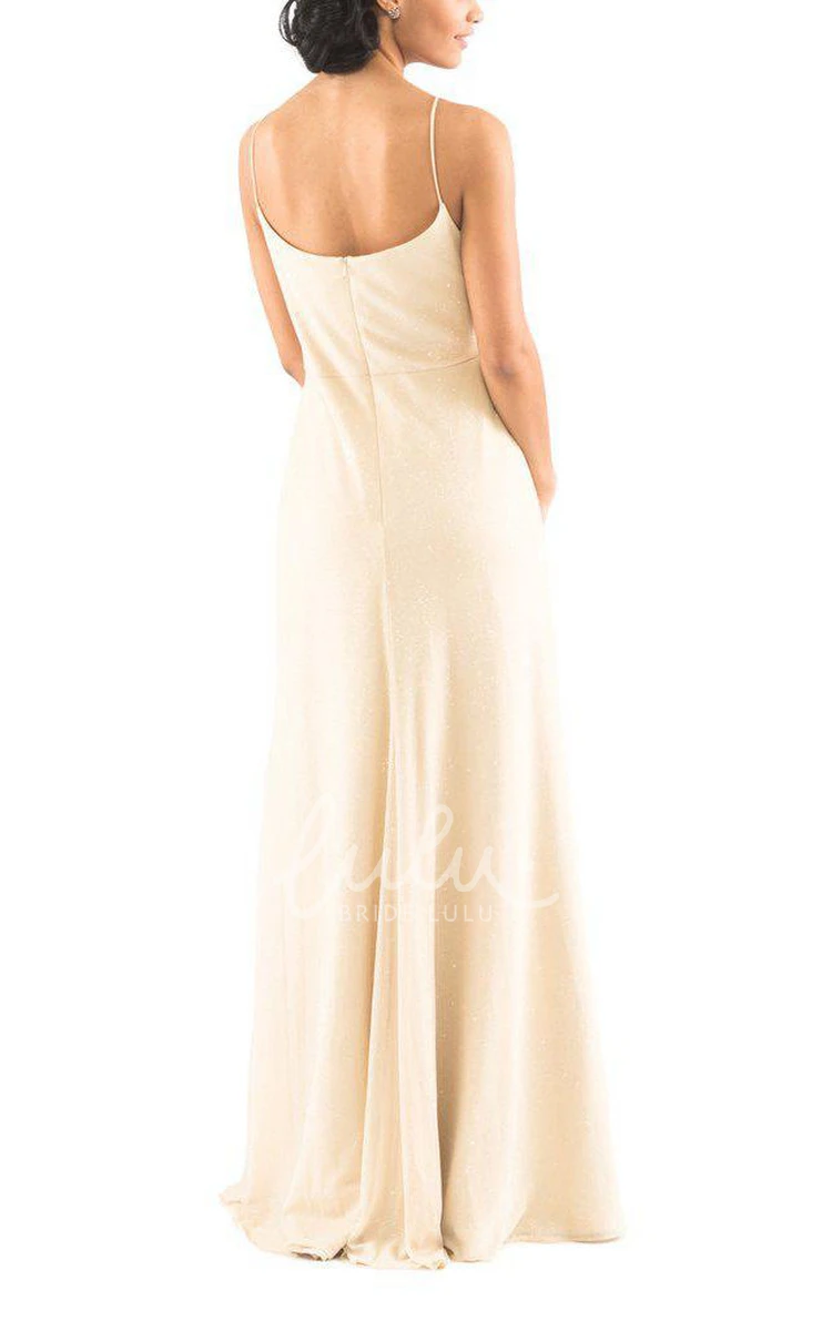 Sheath Long Dress Elegant Spaghetti Straps Style