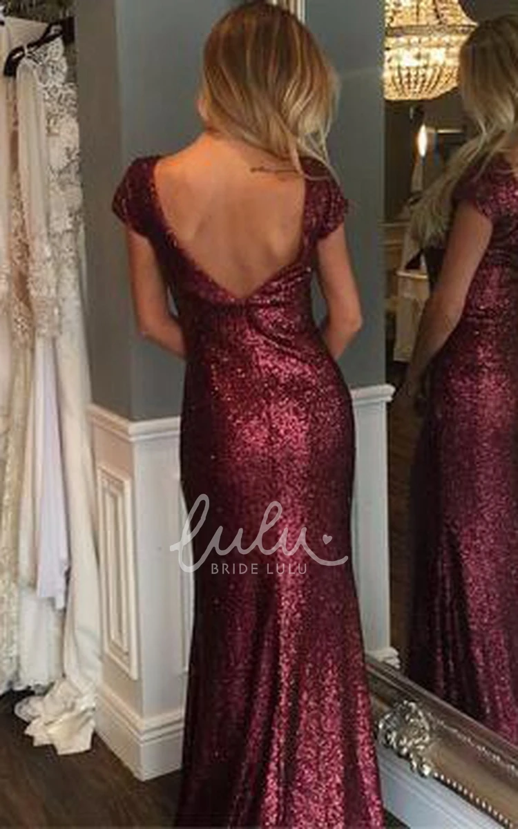 Sequin Sheath Sweep Train Prom Dress