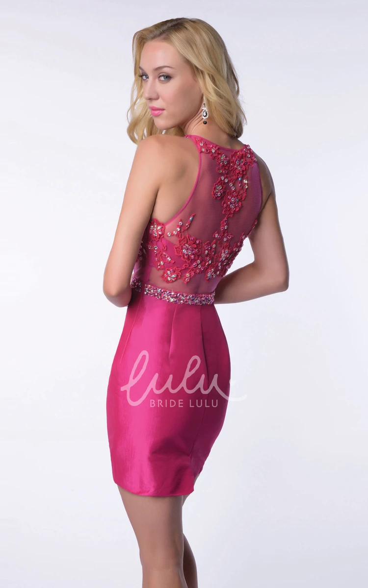 Satin Sheath Homecoming Dress with Beaded Lace Bust and Illusion Style Elegant 2024