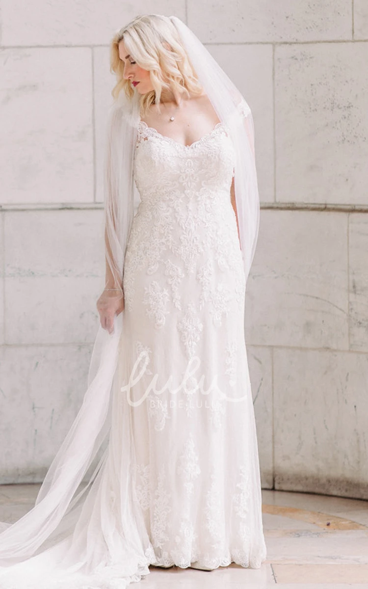 Adorable Sheath Off-the-shoulder Lace Tulle Wedding Dress With Appliques