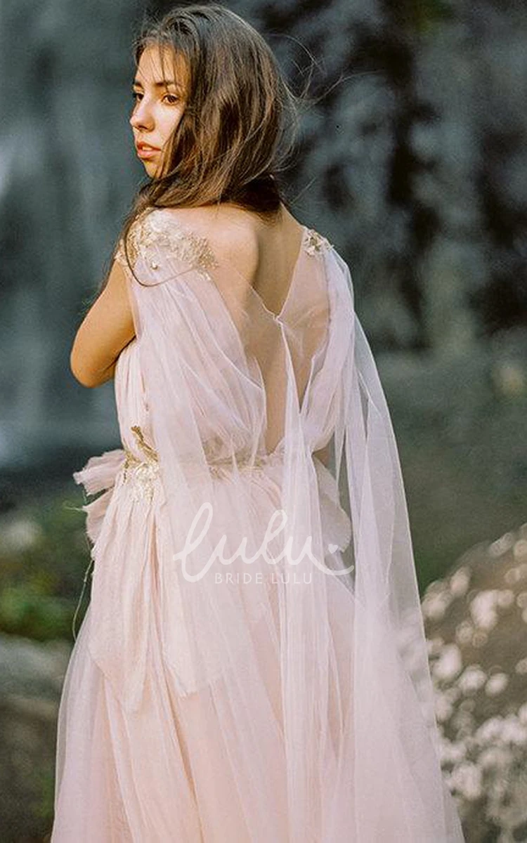 Bohemian Champagne Bridal Gown Unique Bridesmaid Dress 2024