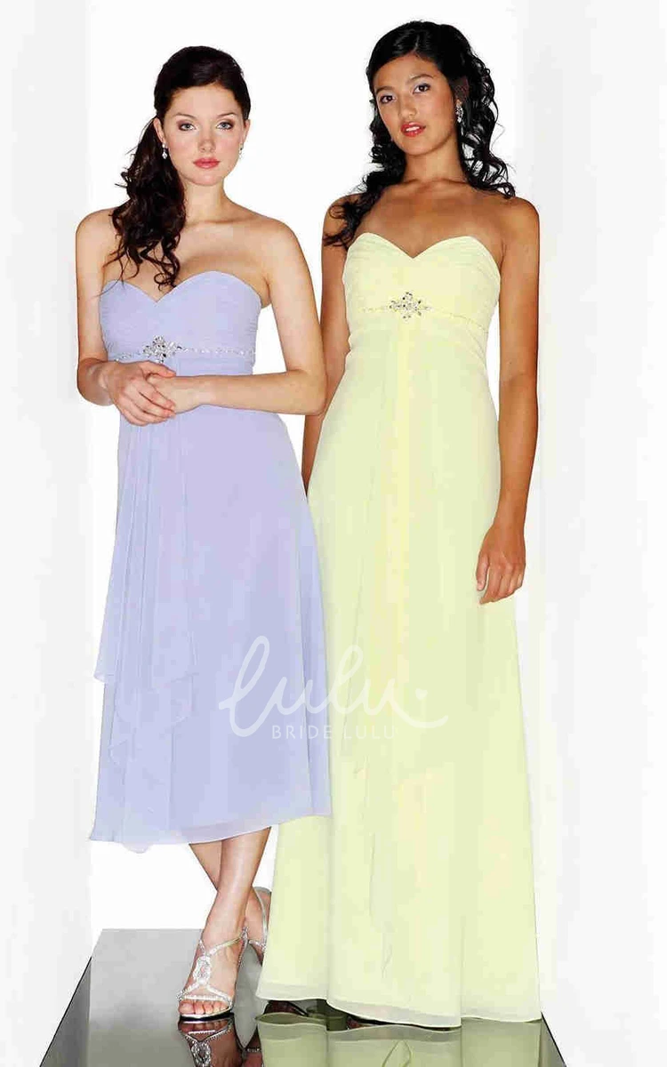 Sweetheart Criss-Cross Tea-Length Chiffon Bridesmaid Dress