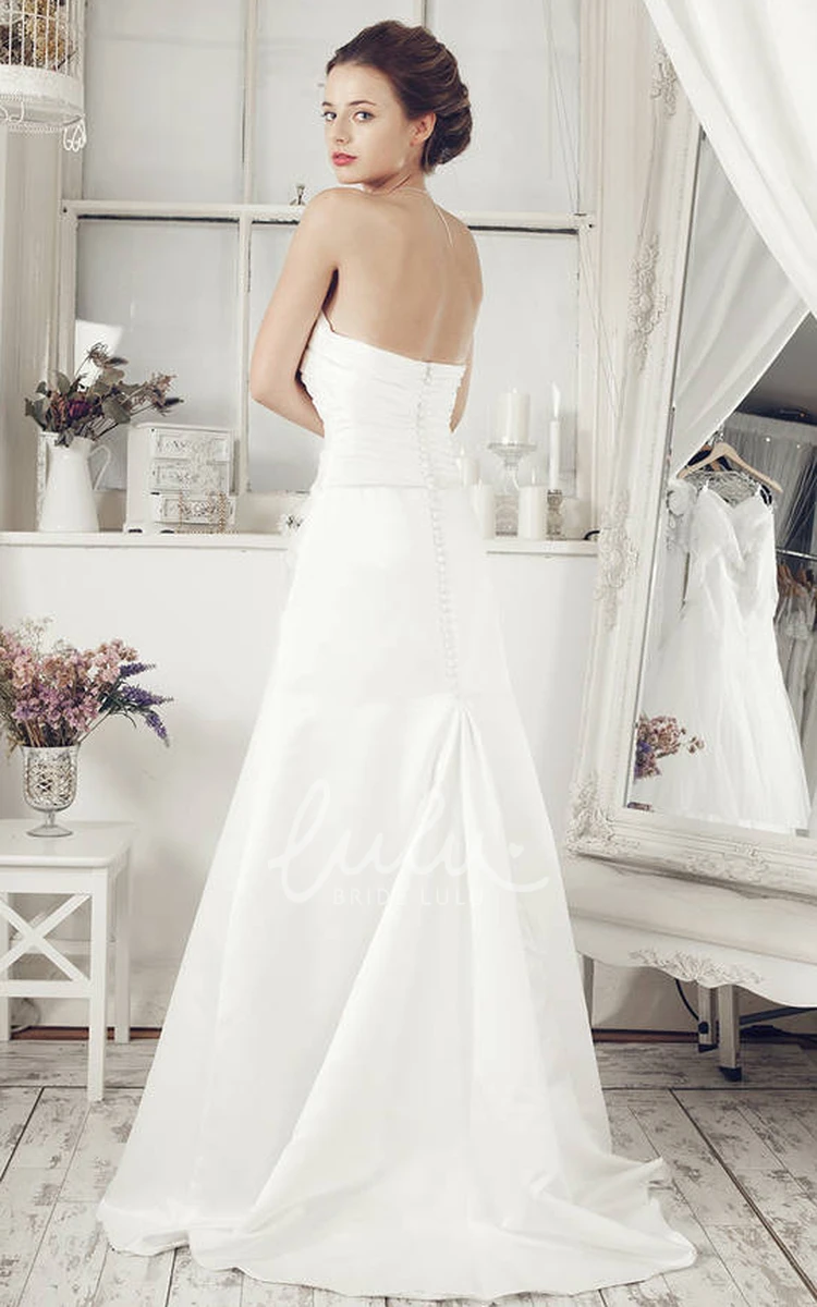 Satin Criss-Cross Sweetheart Wedding Dress A-Line Floor-Length with Sweep Train