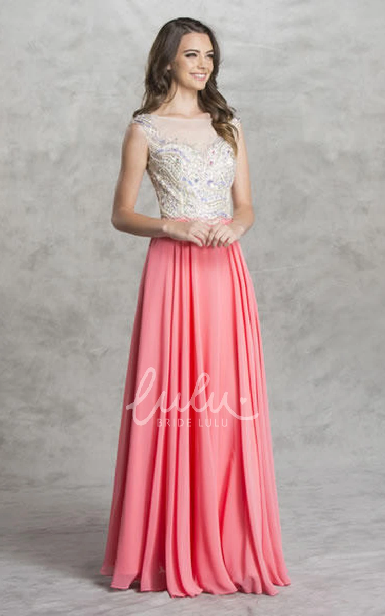 Bateau Neckline A-Line Bridesmaid Dress with Pleats and Beading