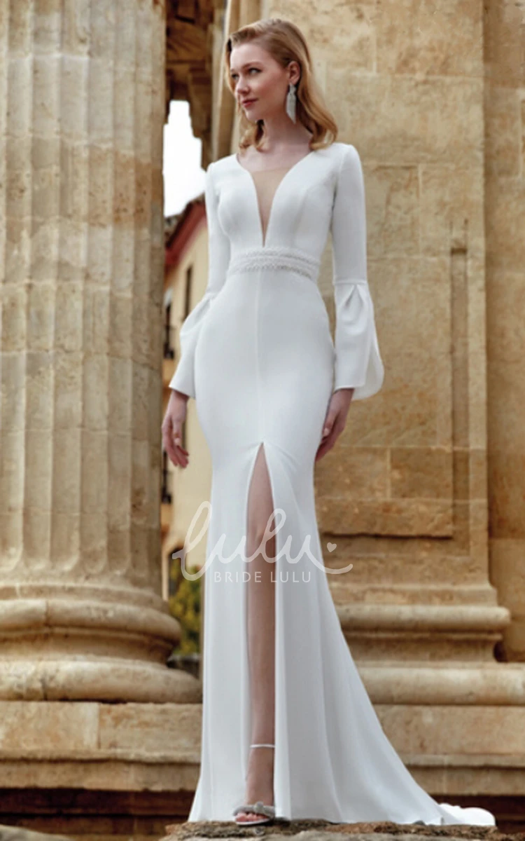 Sexy Beach Wedding Dress with Keyhole Back Romantic Satin A-Line