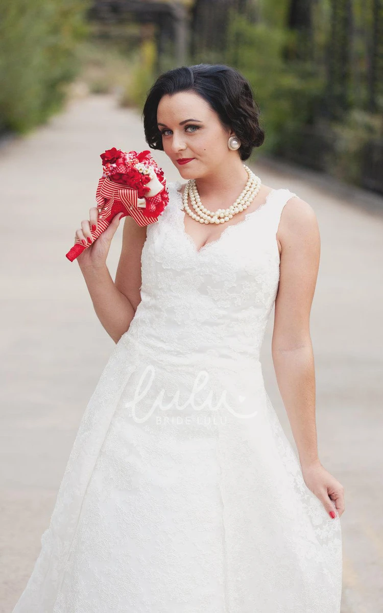 Tea-Length Lace Wedding Dress with Runaround Sue Style