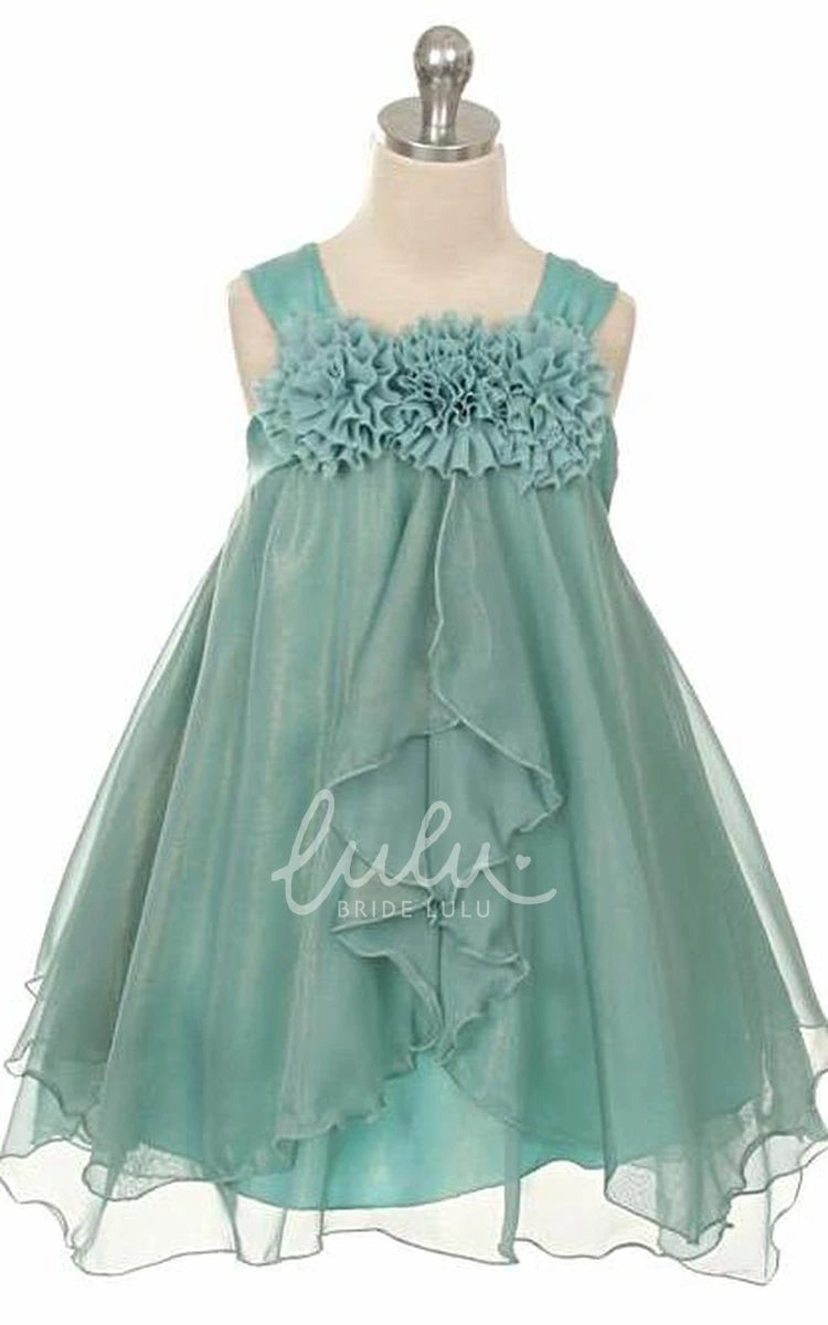 Straps Empire Chiffon Tea-Length Flower Girl Dress Simple Country Dress