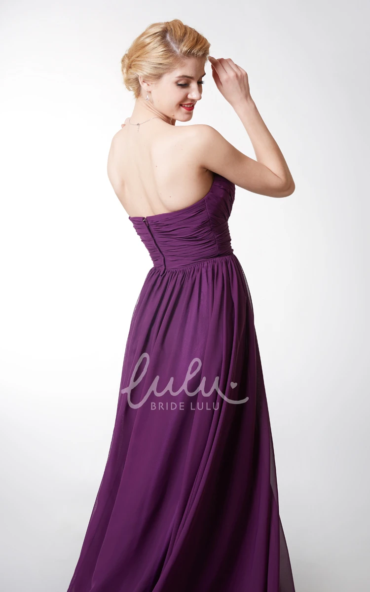 Bridesmaid Dress Strapless Empire Ruched Chiffon Sleeveless Elegant