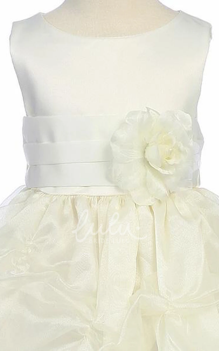 Ruched Organza Tea-Length Flower Girl Dress Unique