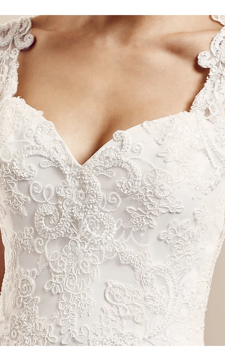 Mermaid Queen-Anne Lace Wedding Dress with Court Train Appliqued Sleeveless