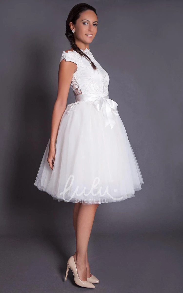 Satin Sash A-Line Knee Length Wedding Dress