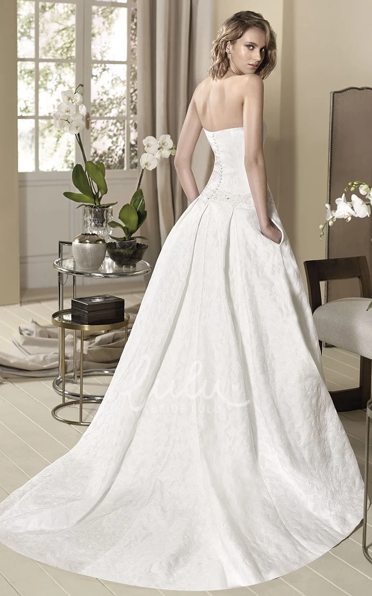 Jeweled Strapless Sleeveless Ball Gown Wedding Dress with Floor-Length