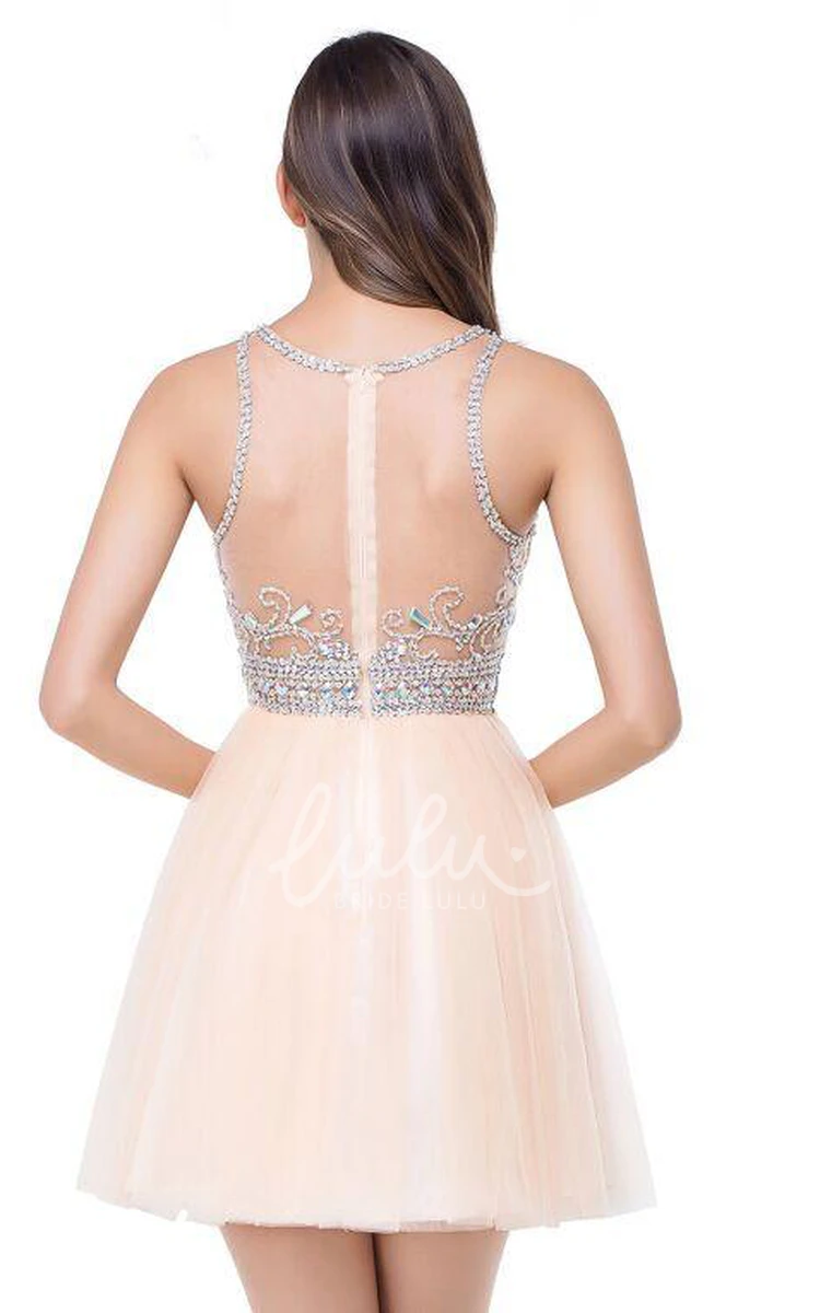 Elegant Crystal Beadings Chiffon Prom Dress Short Women's Formal Gown