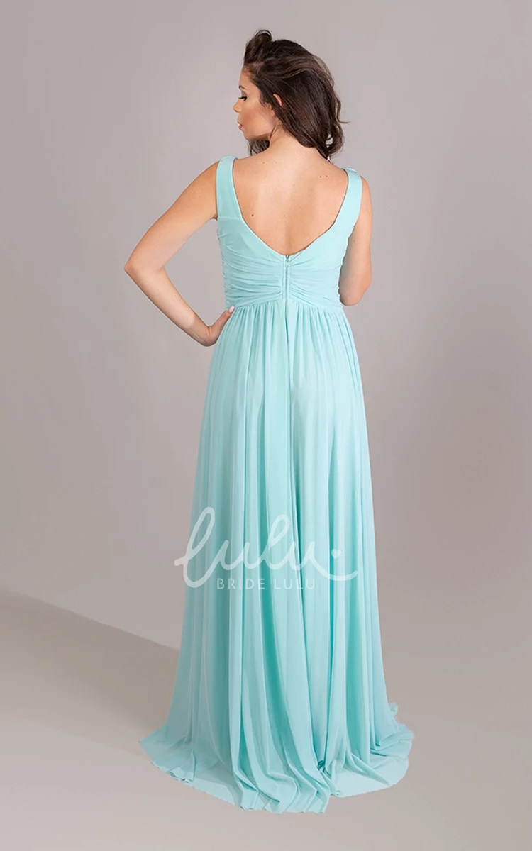 Sleeveless A-Line Formal Dress with Ruching Casual & Flowy Chiffon Bridesmaid Dress