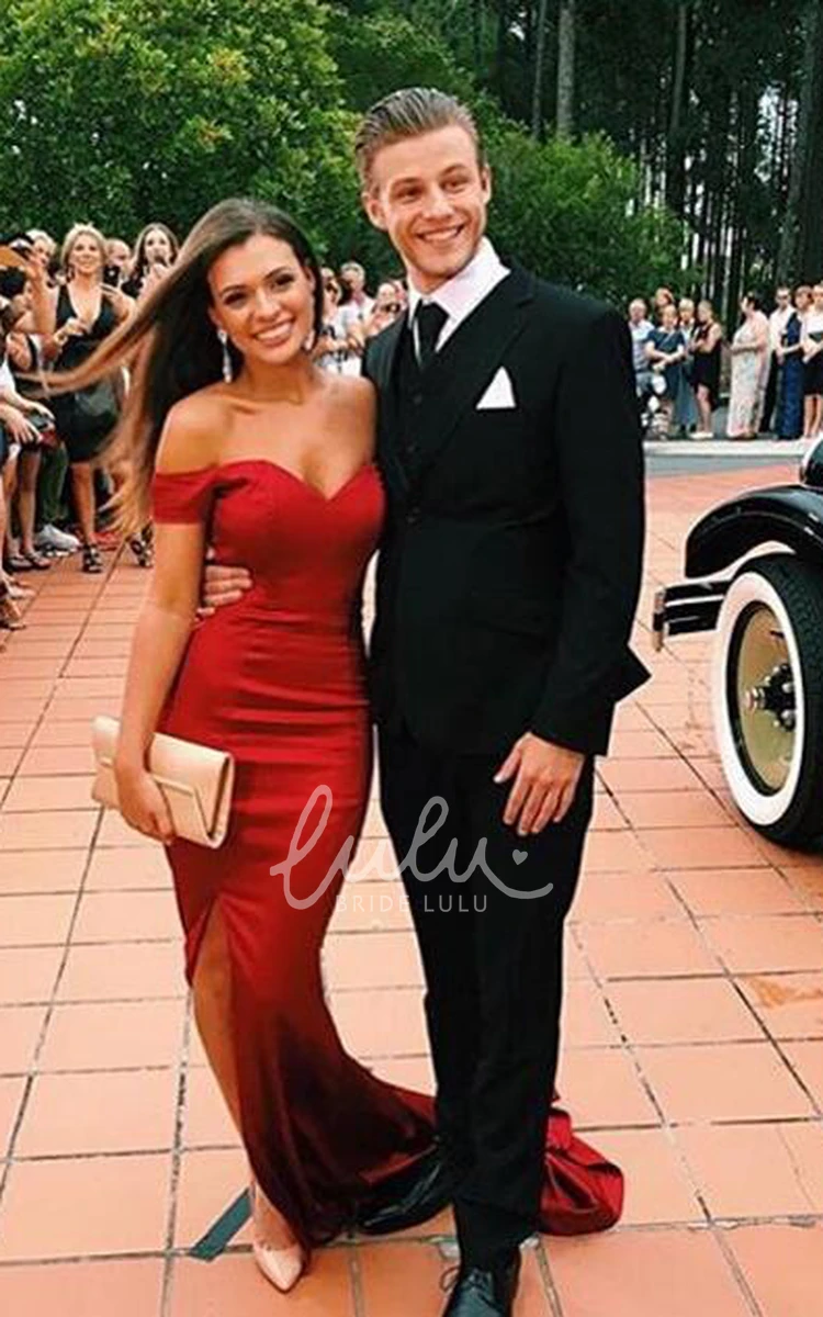 Off-Shoulder Mermaid Prom Dress with Front Split in Modern Style