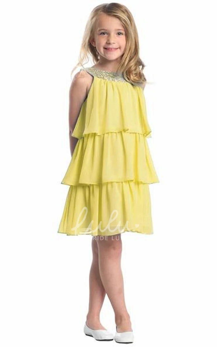 Embroidered Chiffon & Sequin Flower Girl Dress Flowy Dress for Weddings