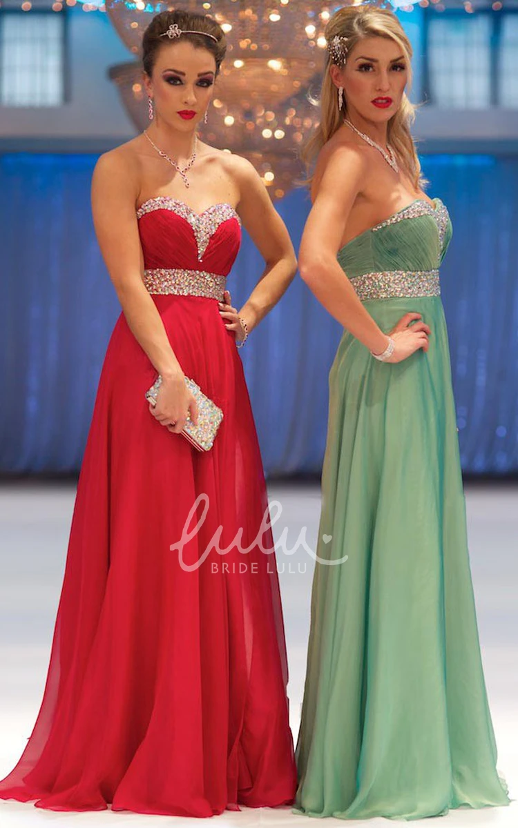 Maxi Chiffon Prom Dress with Ruched Sweetheart Neckline