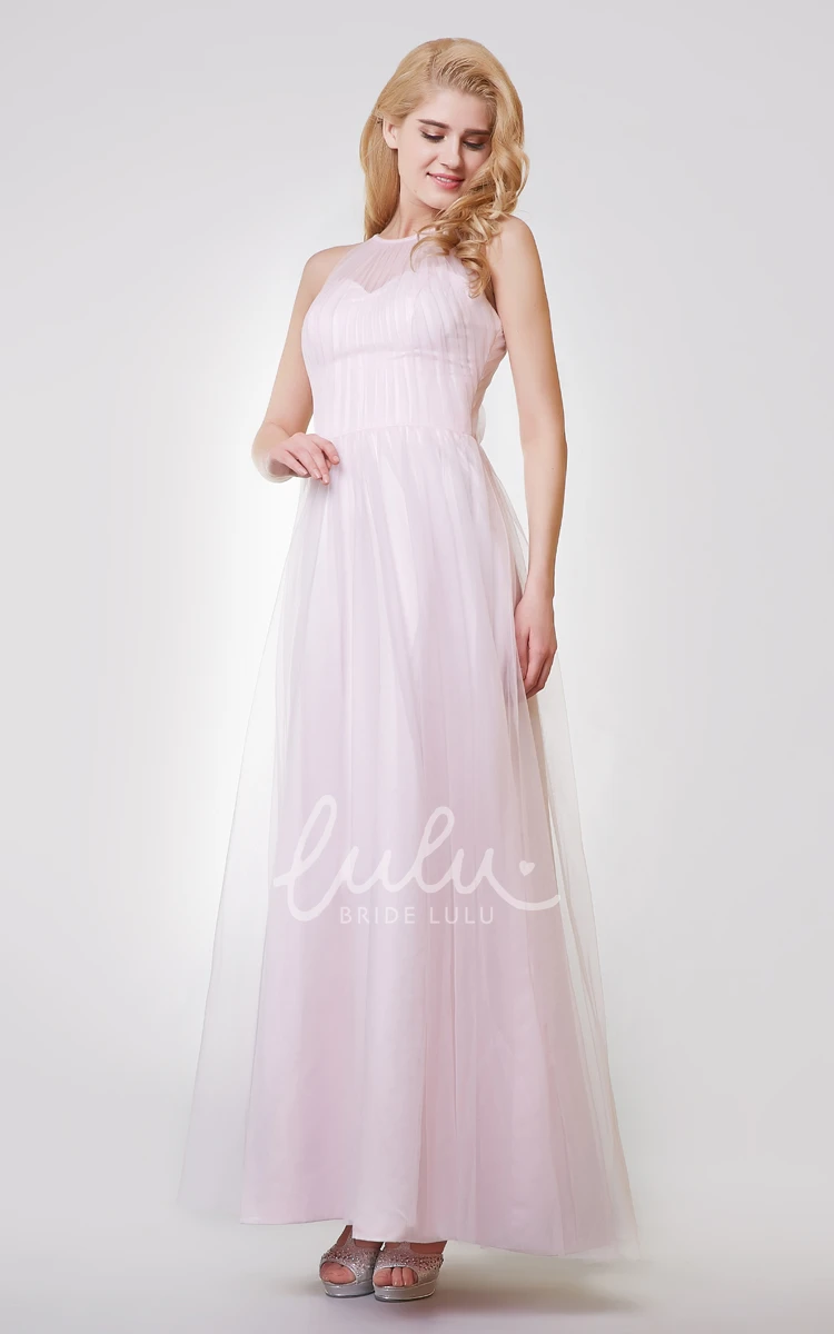 Pleated Tulle Prom Dress with A-line Silhouette