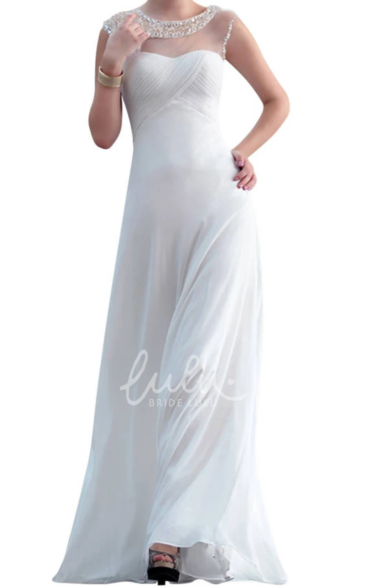 Beaded Keyhole Back Sheath Chiffon Wedding Dress Modern Style