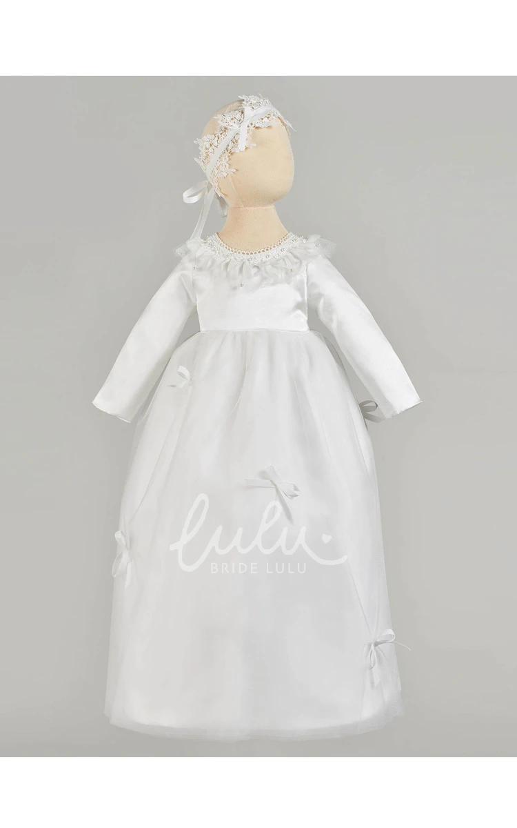 Circular Ruffle Collar Christening Dress Simple Baby Baptism Gown