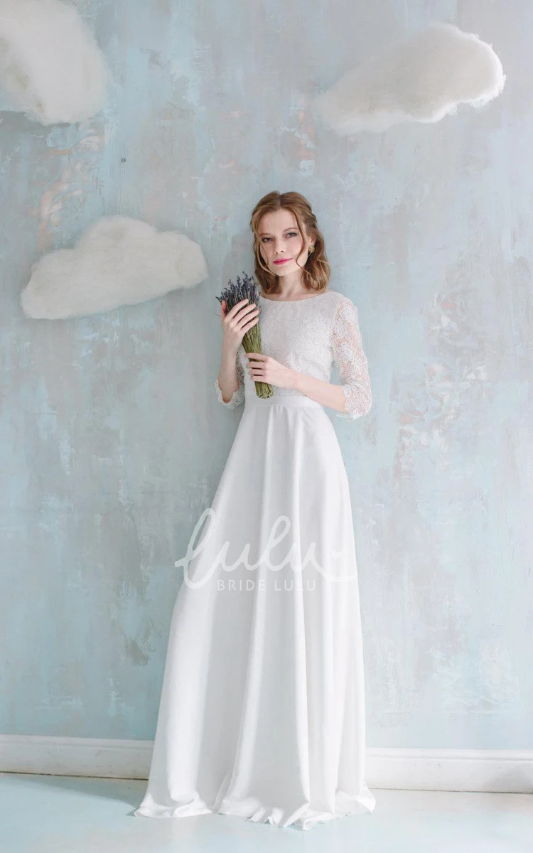 Vintage Style Lace Sheath Wedding Dress with Low-V Back Half Sleeves