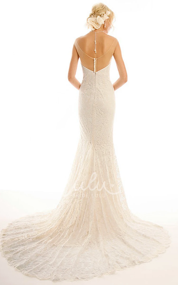 Maxi Lace Wedding Dress with Court Train and V Back V-Neck Romantic Women