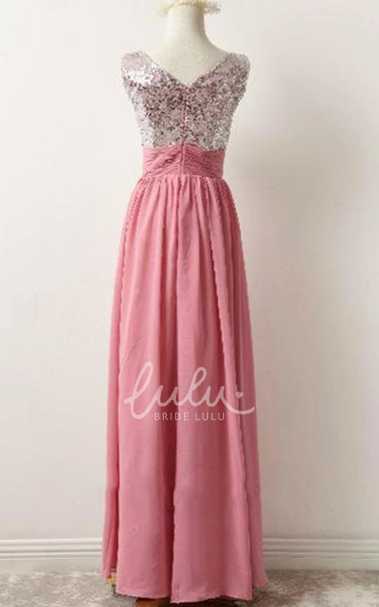 Sequin V-neck Chiffon Bridesmaid Dress