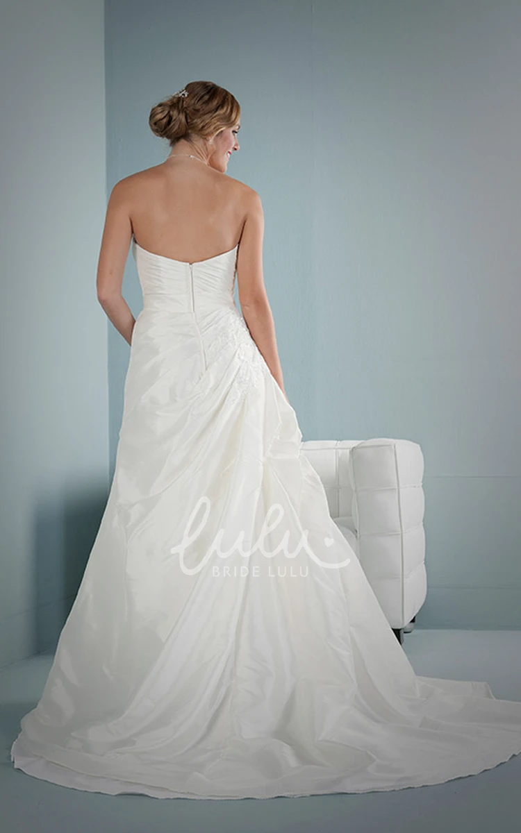 Pick-Up Satin A-Line Wedding Dress with Ruffles and Low-V Back