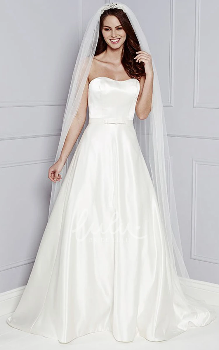 Satin Strapless A-Line Wedding Dress Maxi Length
