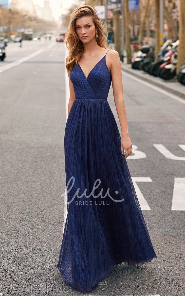 A-Line Spaghetti Tulle Evening Dress Modern Floor-length Women 2024