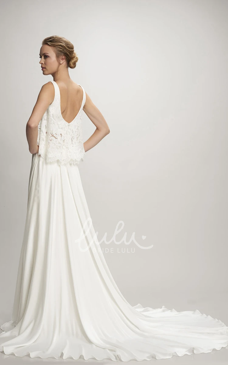 Sleeveless High Neck Chiffon Wedding Dress with Pleated Bodice Simple Bridal Gown