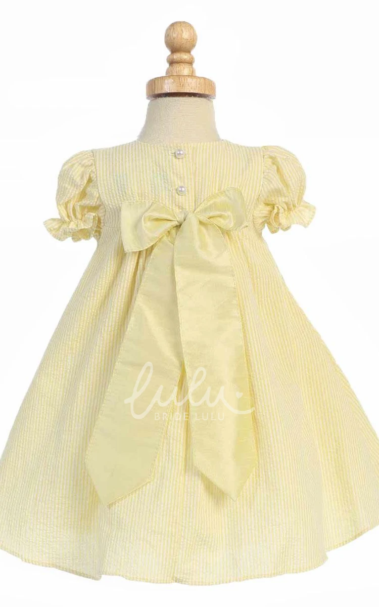 Cap-Sleeve Tea-Length Flower Girl Dress Split Design with Tiers