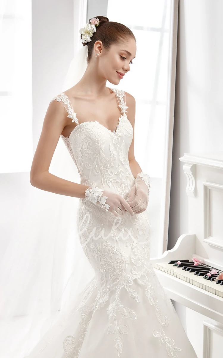 Mermaid Wedding Dress with Sweetheart Neckline and Illusive Lace Straps