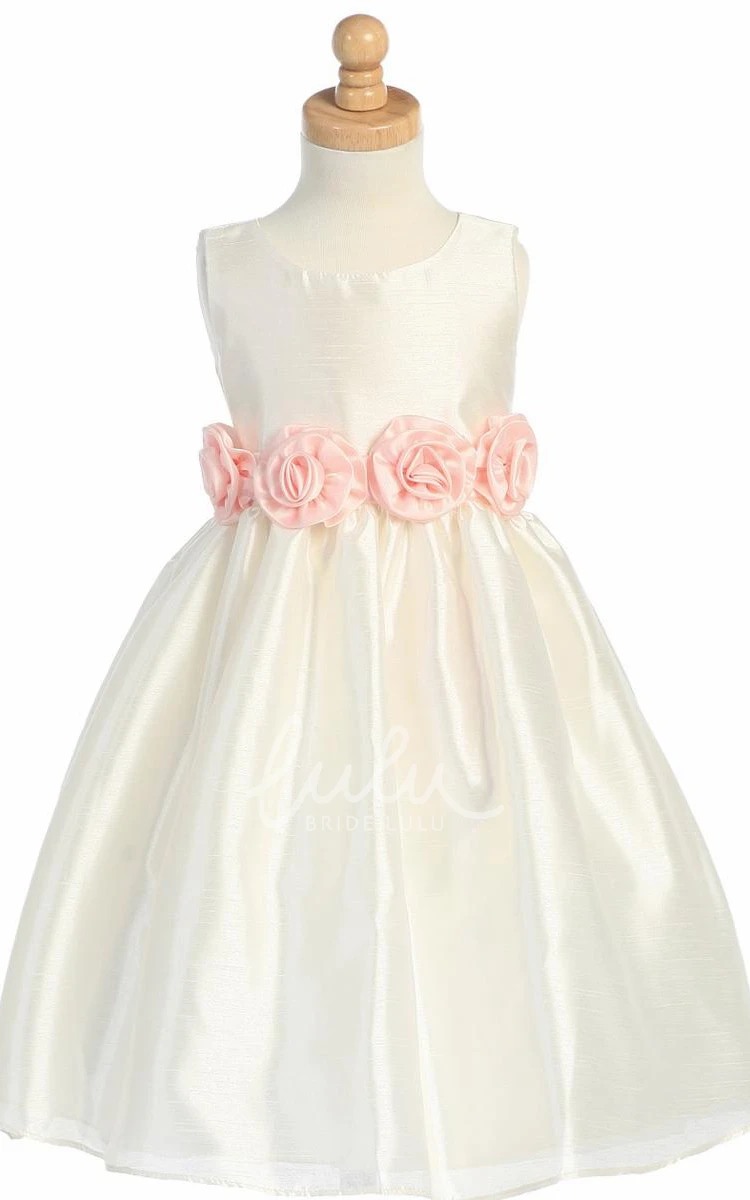 Tiered Organza Flower Girl Dress Tea-Length Prom Dress